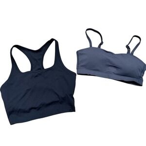 CRZ YOGA Black and Dark Gray Sports Bras